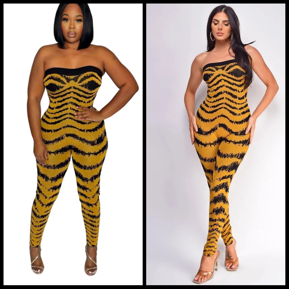 NEW! Tiger Print Jumpsuit SIZE M